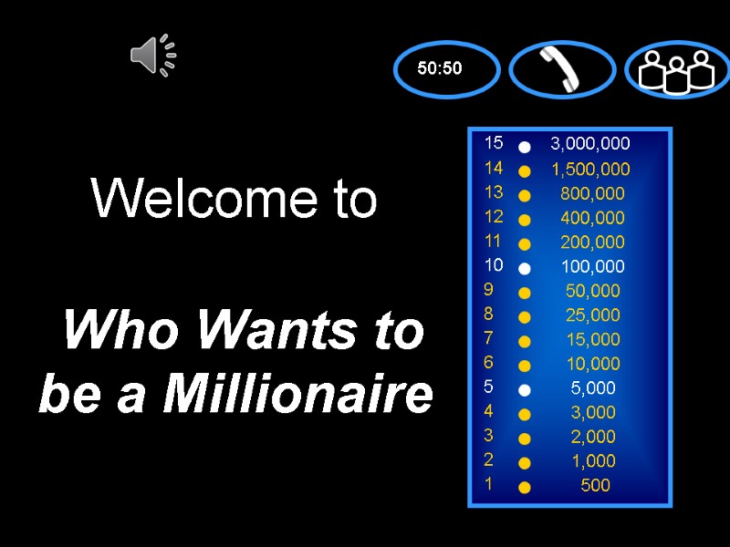 Welcome to   Who Wants to be a Millionaire